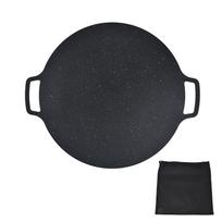 Korėjietiška BBQ keptuvė su geležimi, nepridegančia danga, atspari karščiui, apvali kepimo skarda kiaulienos pilvui 30cm/11.8in black