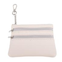 Wrist Strap Purse PU Multiple Compartments Wristlet Purse with Nylon Braided Strap Rice White Bag smėlis