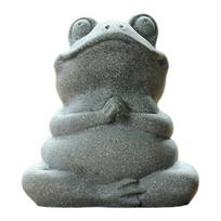 Green Sandstone Meditation Frog Ornament Sitting Frog Figurine Statue Animal Sculpture Indoor Outdoor Aquarium Water Garden Decoration Frog