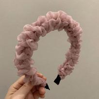 PROLY New Fashion Women Headband Wide Side Mesh Flower Hairband Pleated Turban Casual Soft Headwear Hair Accessories
