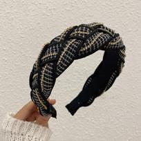 PROLY New Fashion Women Hair Accessories Wide Side Handmade Braided Headband Rhinestone Hairband Turban