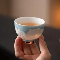 100ml Shadow Carving Butterfly Love Flower Teacup Handmade Tea Bowl Portable Travel Personal Meditation Cup Tea Set Master Cups