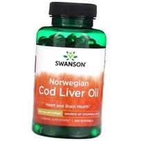 Menkių kepenų aliejus, Norwegian Cod Liver Oil, Swanson 250 minkštųjų kapsulių (67280017) 250softgels
