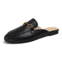spring one-pedal loafer bag head flat-bottomed horse buckle Muller half slippers women's outer wear 34 juoda