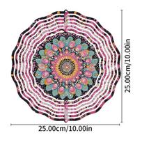 10-Inch Mandala Flower Hanging Wind Spinner – Vibrant Pink & Blue Metal Outdoor Decor with 360° Swivel Hook, Perfect for Lawns, Patios 01A