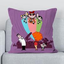 The P-Powerpuffs Girls Cushion Cover  Pillow Hugs Short Plush Pillowcase  Duplex Printing Pillowcases for Pillows Sofa 30x30cm mėlyna