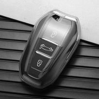 For Peugeot 3008 206 301 508 208 2008 Rifter 307 308 207 408 407 5008 For Citroen C5 C4 C3 C2 Transparent TPU Car Key Case Shell skaidrios baltos spalvos