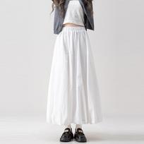 Women's Pumpkin Skirts White Casual Elastic Waist Baggy Midi Skirt Y2k Clothing Fashion Korean Style Spring Summer S