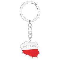 Stylish Keychain Featuring Poland Map Sturdy Titanium Steel Material Poland Flag Keyrings Key Holder Great for Gifting sidabras