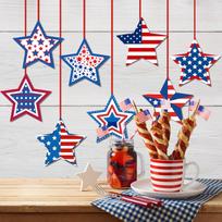 U.S. Independence Day Theme Single Sided Pentagram Hanging Party Scene Arrangement Decoration Hanging Supplies One Size raudona