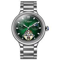 Vyriški mechaniniai riešo laikrodžiai 3ATM atsparūs vandeniui Automatinis laikrodis Mėnulio fazė Tourbillon Sportinis laikrodis Steel žalia/sidabras