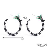 Halloween Skeleton Snake Earrings Enamel Coral Snake Beetle Juice Hoop Earrings Cosplay Costume for Women Girls gray