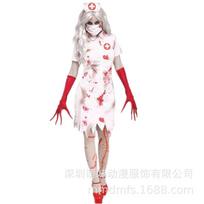 Adult Female Halloween Zombie Nurse Costume Doctor Zombie Costume Cosplay Suit M white