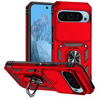 Šarvuotas dėklas Google Pixel 10 Pro 5G dėklui Cae Magnetinis laikiklis Žiedas Dėklas Pixel10 Pixel 10 Pro XL 10Pro Objektyvo apsauginis dangtelis For Pixel 10 raudona