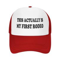 This Actually Is My First Rodeo Trucker Hat Funny Mesh Back Baseball Cap Adjustable for Men Women One Size