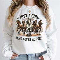 Just A Girl Who Loves Horses Sweatshirt Hoodie Funny Horse Lover Gift Western Boho Pullover Farm Casual Daily Sweatshirt Jumper S