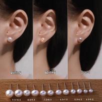 999 Sterling Silver Freshwater Pearl Stud Earrings - Flat Round Mantou Design with Pure Silver Needle for High-End Luxury 4mm