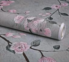 Gėlių lipni sienų danga Rožinio slyvos žiedo Nuimama lipni kontaktinė popieriaus juosta Stalčiaus lentynos pamušalas Vinilinė plėvelė dekoravimui 1mx45cm gray