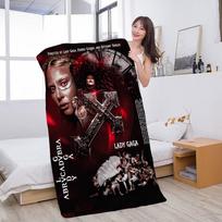 Singer L-Lady Gaga Mayhem Microfiber Blanket Quick Drying Beach Towels Oversized Printing Super Absorbent Pool Towel Blanket W40*H60(CM) gray