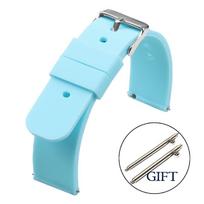 Silicone Watch Strap 18mm 20mm 22mm 24mm Watch Bracelet Smartwatch Armband Men Women Replacement Wristband Soft Rejot Watch Band 20mm šviesiai mėlyna spalva