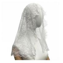 Lace Veil, Short Back-Draped Veil, Mesh Lace Edge Retro Style Wedding Headscarf, for Church Gothic Halloween Party balta