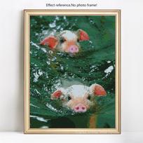 Deimantinis siuvinėjimas visame ekrane Gyvūnų apvali deimantinė tapyba kiaulė 5D „pasidaryk pats“ siuvinėjimas kryželiu 20X30CM black