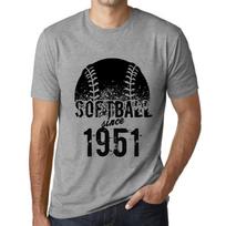 Men's T-Shirt Graphic Softball Since 1951 Gris Chine XS blankiai pilka spalva
