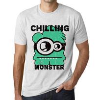 Men’s Vintage Tee Shirt Graphic T Shirt Chilling Monster Vintage White XS baltos spalvos nuo blyksnio
