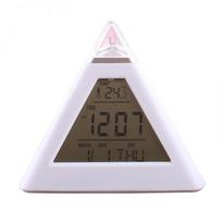 Colorful Pyramid LCD Alarm Clock Night Light Thermometer Digital Clock Changeable LED Clock balta