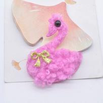 6Pcs Plush Padded Swan Appliques  Scrapbooking DIY Stick on Patches Flatback Decor Embellishment Accessories rožinė raudona spalva
