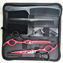 Kirpėjo žirklių rinkinys Juodas Raudonas, Praplatintas dizainas, Pasukamas reguliavimas Like picture Big Bag set juoda/raudona