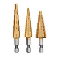 Step Drill Bit Set for Metal 3 Pcs/ Set High Speed Steel Titanium Step Drill Bit Set HSS Multiple auksas