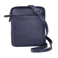Noora Blue Leather Mobile Sling Bag | Cell Phone Waist Pouch | Travel Passport Documents Carry Bag for Men and Women mėlyna