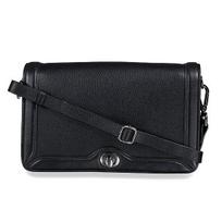 Noora Black Leather Crossbody Sling Bag for Girls and Women & Flap closure with Adjustable Straps Pack of 1 juoda