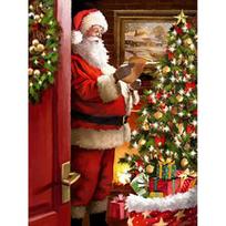 5D DIY Diamond Painting Santa Christmas Winter Full Round/Round Rhinestone Embroidery Cross Stitch Home Decor Wall Art Full Round 20x30CM beige