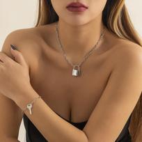 Punk grandinėlė su užraktu, karoliai moterims, vyrai, pakabinami pakabukai, karoliai Statement Gothic Cool Collier Femme madingi papuošalai sidabras