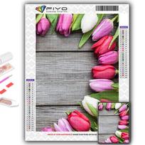 5D DIY Deimantinė tapyba Kryželiu Gėlės Tulpės Deimantinė siuvinėjimo mozaika Sienų menas Namų dekoravimas Full Round 20X30CM black