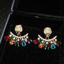 14K auksiniai papuošalai Deimantinis smaragdinis auskaras-stud moterims Aretes De Mujer Bizuteria Brangakmenis 14K auksiniai auskarai Orecchini koralas