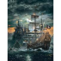 5D „pasidaryk pats“ deimantų tapyba kaukolė, piratų laivas, apvalus gręžtuvas, siuvinėjimas kryželiu mozaika, namų dekoro dovana Full Round 20x25CM