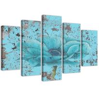 Penkių dalių paveikslų spausdinimas ant drobės Blue Vintage Flower 100x70 mėlyna