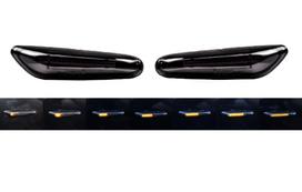 LED Gabaritiniai žibintai rinkinys, Dinaminis posūkio signalas, juodi, suderinami su BMW, 12V bekelės