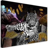 Drobės spaudinys „Leopard“ abstrakčiame fone 60x40 balta/juoda