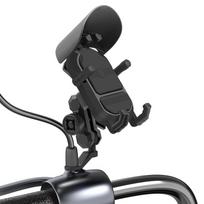 Motociklo telefono laikiklis Vandeniui atsparus Motociklo mobiliojo telefono laikiklis Apsauga nuo vagystės 360 laipsnių pasukimas Rearview Mirror Mount juoda
