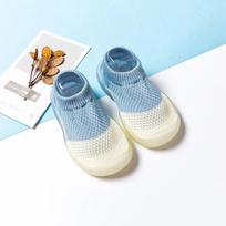 Newborn Baby Shoes Breathable Mesh Kid First Walkers Indoor Socks shoes Toddler Boy Crib Anti-slip Floor Infant Girls Sock 0-4Y 18/19 mėlyna