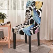 Valgomojo kėdės užvalkalas Geometric Print Elastinis kryžminis kėdės užvalkalas virtuvės kėdėms Namų vakarėliui sėdynių užvalkalų dekoravimas Universal Size white