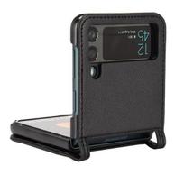 Anti-Knock kortelių lizdo odinis piniginės dėklas, skirtas Samsung Galaxy Z Flip 3 5g Flip3 Fashion mobiliųjų telefonų dėklai for samsung z flip3 juoda