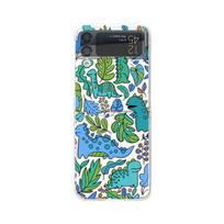 For Samsung Galaxy Z Flip 4 3 Case Forest Dinosaur Painted Transparent Shockproof Hard Back Cover For Samsung Z Flip4 Flip3 Case For Samsung Z Flip 4