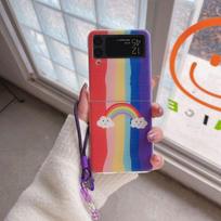 For Samsung Galaxy Z Flip 4 Case Rainbow Smiley Bracelet Folding Case For Samsung Z Flip 3 5g Zflip4 Shockproof Hard Back Cover Galaxy Z Flip 4