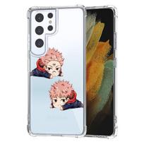 Skaidrus telefono dėklas, skirtas Samsung S10 S20 Fe S21 S22 S8 S9 Plus S21ultra S22ultra smūgiams Fundas Japan Anime Jujutsu Kaisen dangteliai Samsung S21Ultra brown