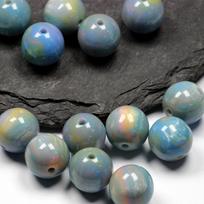 Necklace 25Pcs Beads DIY Materials Straight Hole Fashion Jewelry Making Fine Sparkling 12mm Beaded Accessories Round Imitation Tiger Eye Stone Pearlescent  žalsvai mėlyna